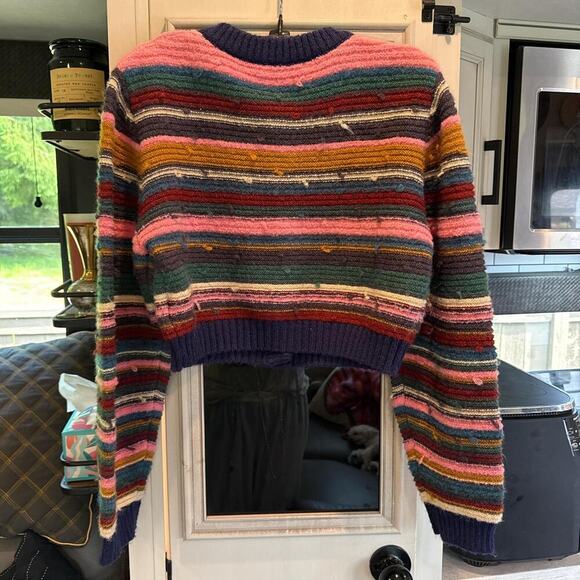 Multi coloured striped cropped cardigan 20 - Picture 3 of 5